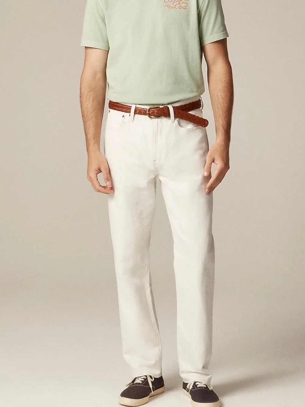 J crew Classic summerweight jean in cotton-linen blend natural ecru 30 x 34